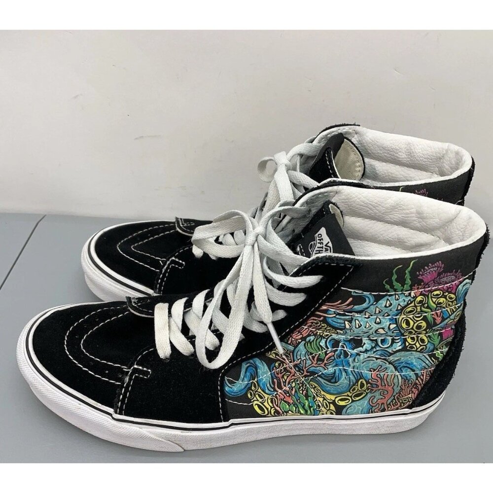 Vans Sk8-Hi Underwater Sneakers Shoes Reef Octopus Ocean Black Mens 8 Womens 9.5 - Picture 3 of 14